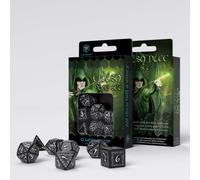 Set Di Dadi Elvish Nero E Bianco Giochi Di Ruolo Q-WORKSHOP DND RPG ROLL Nuovo