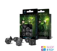 Set Di Dadi Elvish Nero E Bianco Giochi Di Ruolo Q-WORKSHOP DND RPG ROLL Nuovo