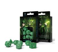 Set Di Dadi Elvish Verde E Bianco Giochi Di Ruolo Q-Workshop DND RPG Roll NUOVO