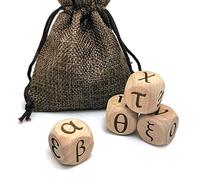 Set di dadi in legno con lettere greche intagliate, 24 cubi intagliati, per insegnare al gioco delle feste