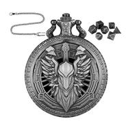Set di dadi in metallo - Contenitore per orologio da tasca, facce lucidate | Strumenti di gioco RPG con texture incise per tavoli fantastici da tavolo