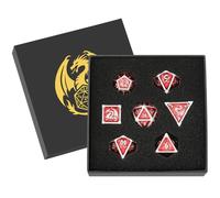 Set di Dadi in Metallo D&D, Modello Drago, 7 pezzi Dadi Poliedrici in Metallo, Accessori per Giochi di Ruolo, Giochi da Tavolo, Regali DND con Scatola Regalo, D20, D12, 2 D10 (00-90 e 0-9), D8, D6, D4