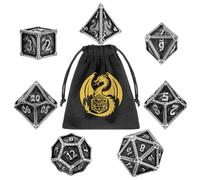 Set di Dadi in Metallo DND, Modello del Drago, 7 pezzi di Dadi Poliedrici in Metallo, Accessori per Giochi di Ruolo e da Tavolo, Regali D&D con Borsa Regalo, D20, D12, 2 D10 (00-90 e 0-9), D8, D6 e D4