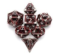 Set di Dadi in Metallo HNCCESG Cavo 3D Cthulhu, Dadi Poliedrici per Pathfinder, MTG, RPG, DND Dice Set W20 W12 W10 W8 W6 W4 ((Rosso Sangue)