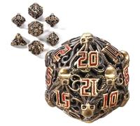 Set di dadi in metallo Hollow Cthulhu, unici Dungeons and Dragons, set di dadi poliedrici per D&D TRPG MTG Pathfinder Tavolo Board Roll Giochi D4 D6 D8 D10 D% D12 D20 (ottone)