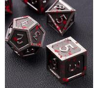 Set di dadi in metallo macchiato di sangue su dadi D&D poliedrici RPG con sacchetto di dadi in pelle per dungeons and drons regali TTRPG