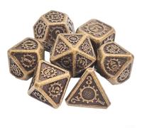 Set di dadi in metallo per dnd 7 pezzi per giochi da tavolo in metallo per | Finitura in rame antico, costruzione pesante, resistente all'usura, perfetto per temi di vampiri o cacciatori di sangue