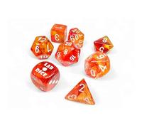 Set di dadi luminari Nebulosa fusi con numeri bianchi 7 + 1 dadi da laboratorio da 16 mm (5/8") Chessex