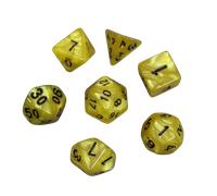 Set di dadi marmorizzati giallo Toscana per DND, set di 7 dadi, dadi per gioco di ruolo con sacchetto per dadi