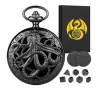 Set di dadi mini DND con custodia a conchiglia per orologio da tasca a forma di polpo steampunk, set di 7 dadi in metallo poliedrici, regali di D&D con scatola regalo, accessori per giochi da tavolo