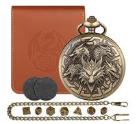 Set di dadi mini DND con custodia per orologio da tasca con 5 teste di drago, set iniziale D&D, kit di 7 dadi in metallo poliedrici, regali di D&D con sacchetto regalo, accessori per giochi di ruolo