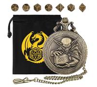 Set di Dadi Mini DND, con Steampunk Goblin Custodia per Orologio da Tasca, 7 Pezzi in Metallo Poliedrico Dadi D&D, Sacchetto Regalo DND con Logo Drago, RPG, MTG, Accessori per Giochi di Ruolo, Bronzo