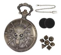 Set di dadi mini DND in bronzo steampunk, con custodia per orologio da tasca con 7 dadi poliedrici, set di dadi DND portatili, per giochi di ruolo, accessori per giochi da tavolo (Warlock)