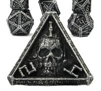 Set di Dadi Mistery Skull DND per prigioni e draghi, Cthulhu DCC unico gioco di ruolo magico RPG accessori per giochi uniche monete metalliche D & D regali con scatola D20 D12 D10 D6 D4 D%