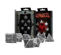 Q-Workshop – Set dadi QWOMMY35 Metal Mythical, 7 poliedrici ornamentati in metallo, multicolore