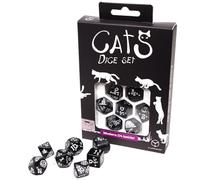 Q-Workshop Set di dadi Moderni per Gatti Cat Lovers Waffle Multicolore