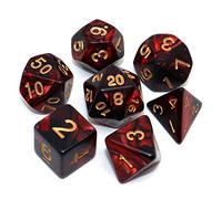 Set di dadi neri e rossi per dungeon e dragons, set di 7 dadi per giochi di ruolo