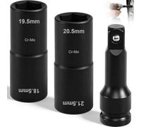 Set di dadi per chiave a percussione, bussola per dadi ruota in 3 pezzi, 18.5/19.5/20.5/21.5 mm a doppia testa, con asta da 1/2 pollice, adatta a vari modelli di auto,camion