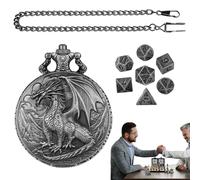 Set di dadi per orologio da tasca con drago, set di dadi con cassa dell'orologio da tasca, motivo drago, custodia per orologio da tasca, set di dadi | accessori per giochi di ruolo per Halloween