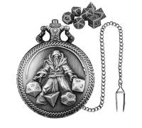 Set di dadi per orologio da tasca - porta dadi Steampunk, scatola di immagazzinaggio compatta per dadi | 7X set di dadi poliedrici in metallo, display dadi RPG vintage organizzatore di viaggio, forma