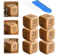 Set di dadi per trapuntatura, fatti a mano, in legno, 6 lati, incisi, con attività di trapuntatura incise, decorazione per la stanza da cucito, per trapuntare e amanti del cucito, per superare le