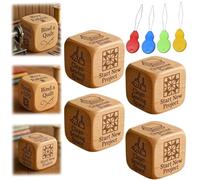 Set di dadi per trapuntatura, fatti a mano, in legno, 6 lati, incisi, con attività di trapuntatura incise, decorazione per la stanza da cucito, per trapuntare e amanti del cucito, per superare le