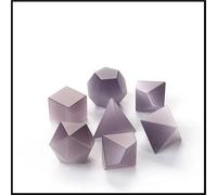 Set di dadi poliedri in poliedro viola chiaro con pietra preziosa occhio di gatto - dadi da gioco numerati creativi per decorazione (con numero)