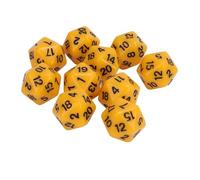 Set di dadi poliedrici 10pezzi DND a 20 facce per giochi da tavolo dadi RPG in plastica leggera con numeri chiari resistenti ai graffi portatili per feste di giochi matematica (Gialla)