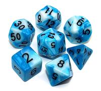 Set di dadi poliedrici blu e bianchi per dungeon e dragons, set di 7 dadi per giochi di ruolo, con sacchetto