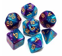 Set di dadi poliedrici blu e viola per dungeon e dragons, set di 7 dadi per giochi di ruolo