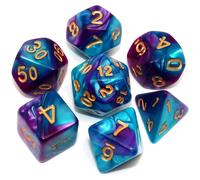 Set di dadi poliedrici blu viola D&D, 7 pezzi acrilico, giochi di ruolo