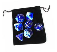 Set di dadi poliedrici con custodia, giocattolo per insegnare a matematica, blu, bianco, blu, 7 pezzi