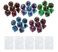 Set di dadi poliedrici D&D, confezione da 5 dadi bicolori, compatibili con Dungeons and Dragons DND giochi di ruolo RPG MTG Games dadi con D4 D6 D8 D10 D% D12 D20 (set di 5 colori)