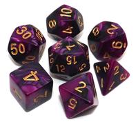Set di dadi poliedrici D&D viola nero 7 pezzi, D20 D12 D10 D8 D6 D4