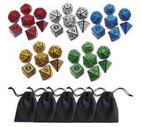 Set di dadi poliedrici DND, confezione da 5 dadi adatti per giochi di ruolo di Dungeons and Dragons, dadi poliedrici con motivo vintage (35 pezzi)