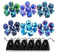 Set di dadi poliedrici DND, confezione da 6 dadi bicolori, compatibili con Dungeons and Dragons, D&D, giochi di ruolo, giochi di ruolo, giochi di ruolo, MTG, con D4, D6, D8, D10, D% D12, D20 (set di 6