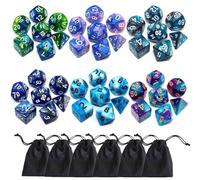 Set di dadi poliedrici DND, confezione da 6 dadi bicolori, compatibili con Dungeons and Dragons, D&D, giochi di ruolo, giochi di ruolo, giochi di ruolo, MTG, con D4, D6, D8, D10, D% D12, D20 (set di 6