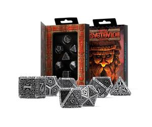 Set Di Dadi Poliedrici Metal Svetovid Argento Nero Q Workshop RPG