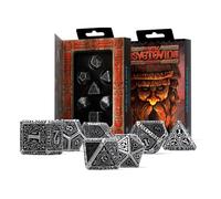 Set di Dadi Poliedrici Metallo Svetovid Argento Nero Q Laboratorio GDR
