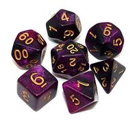 Set di dadi poliedrici viola e neri sfumati, per dungeon e dragons, D&D pathfinder, set di 7 dadi per giochi di ruolo, con sacchetto