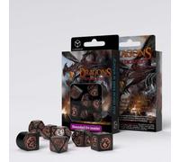 Set Di Dadi RPG Dragon Q-Workshop Nero Rame 7 Pezzi Poliedrici DnD