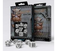 Set Di Dadi RPG Dwarven Bianchi E Neri Da 7 Pezzi Per Giochi D&D