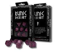 Set Di Dadi RPG Runici Q-Workshop 7 Pezzi Nero Sfumato E Magenta