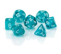 Set di dadi traslucidi Chessex Polyhedral 7-Die - Verde acqua (d4, d6, d8, d10, d12, d20 e d00)