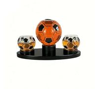 Set di decanter per whisky a forma di pallone da calcio con bicchieri, decanter per liquori a forma di calcio con supporto in legno per gli appassionati di sport, decorazione per la casa e il bar
