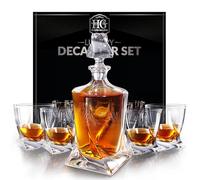 Set di decanter per whisky da uomo con 4 bicchieri per cognac, bourbon, rum, scotch, set di decanter trasparenti per liquori, regali per l'inaugurazione della casa, regali per il whisky per uomini,