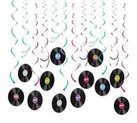 Set di Decorazioni da Appendere A Spirale per Dischi di Musica Rock da 12 Pezzi, Decorazioni per Feste, Decorazioni per Dischi in Vinile, Dischi Decorativi per Feste in Discoteca