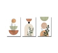 Set di decorazioni da parete in stile boho 3 pezzi moderni Boho forma astratta pianta poster stampa metà secolo stile bohémien geometria arte botanica pittura decorazione della parete immagine(30x40cm)
