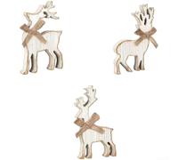 Set di decorazioni da scrivania in legno in stile europeo con 3 affascinanti figure di alci, perfetto per aggiungere un tocco festivo al tuo spazio di lavoro o soggiorno (B)