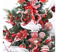 Set di decorazioni e decorazioni natalizie (4 pezzi) - Rosso Bianco Campana Cane Candy Tree Star Decor per ghirlande di Natale Ghirlande e decorazioni natalizie per la casa - 32 cm in plastica